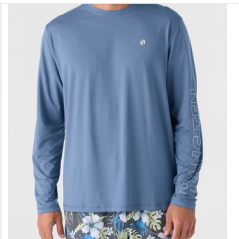 Hang Ten Tidal Long Sleeve Sun Tee UPF 50+ Gray M